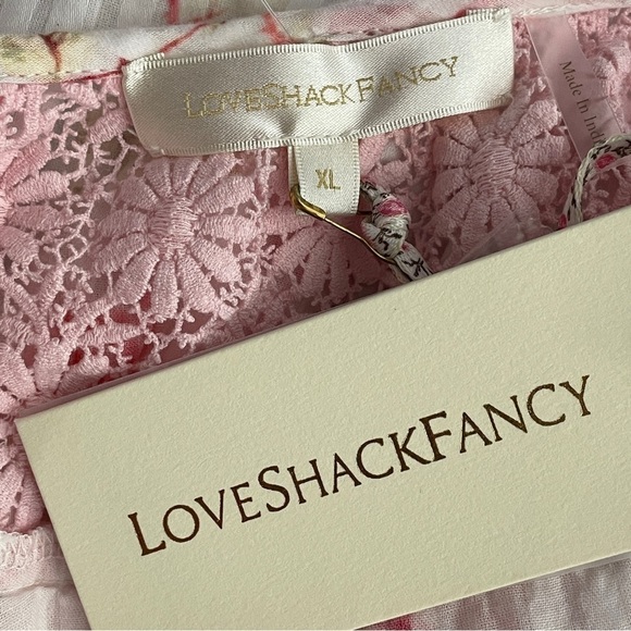 LoveShackFancy Elania lace trimmed ruffled crop top NWT XL - Picture 7 of 8